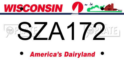 SZA172 Wisconsin License Plate