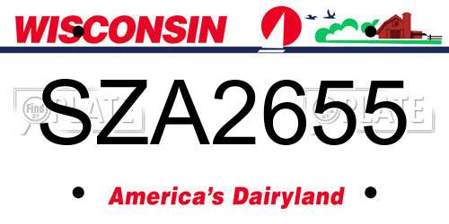 SZA2655 Wisconsin License Plate