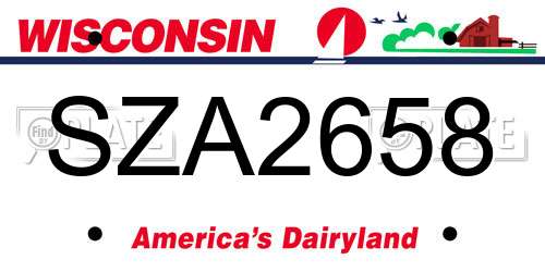SZA2658 Wisconsin License Plate