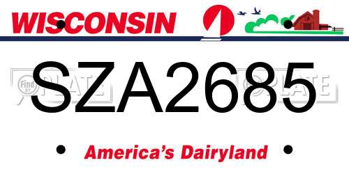 SZA2685 Wisconsin License Plate