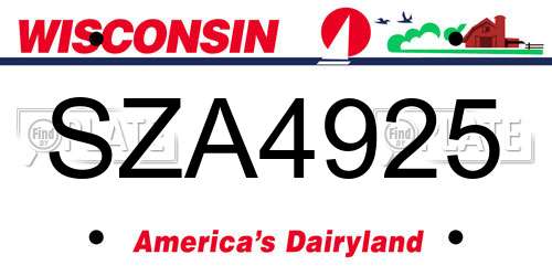 SZA4925 Wisconsin License Plate
