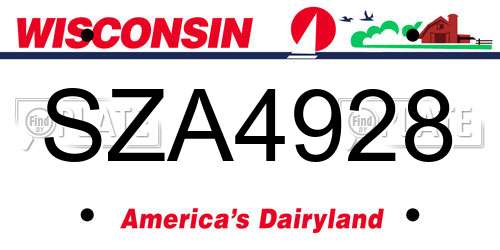 SZA4928 Wisconsin License Plate