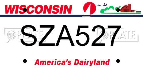 SZA527 Wisconsin License Plate