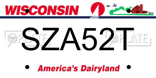 SZA52T Wisconsin License Plate