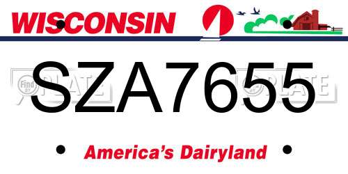 SZA7655 Wisconsin License Plate