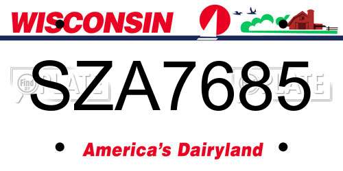 SZA7685 Wisconsin License Plate