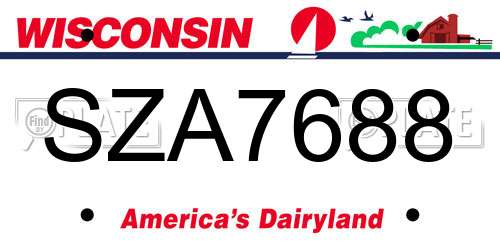 SZA7688 Wisconsin License Plate