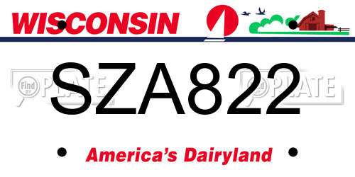 SZA822 Wisconsin License Plate