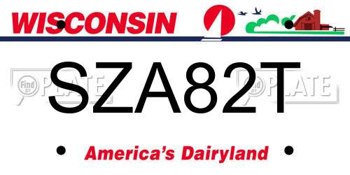 SZA82T Wisconsin License Plate