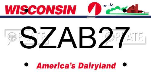 SZAB27 Wisconsin License Plate