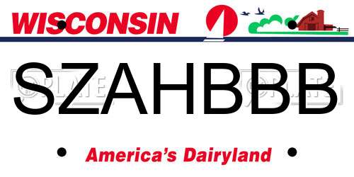 SZAHBBB Wisconsin License Plate