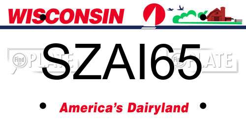 SZAI65 Wisconsin License Plate