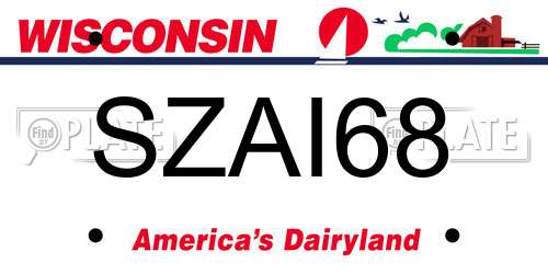 SZAI68 Wisconsin License Plate