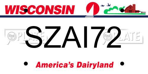 SZAI72 Wisconsin License Plate