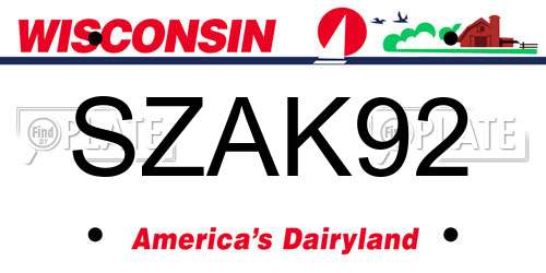 SZAK92 Wisconsin License Plate