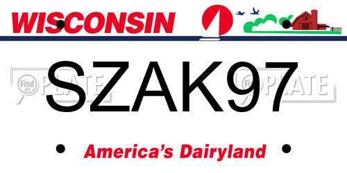 SZAK97 Wisconsin License Plate