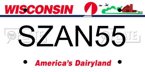 SZAN55 Wisconsin License Plate