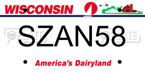 SZAN58 Wisconsin License Plate