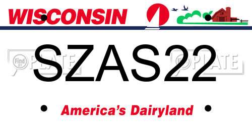 SZAS22 Wisconsin License Plate
