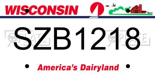 SZB1218 Wisconsin License Plate