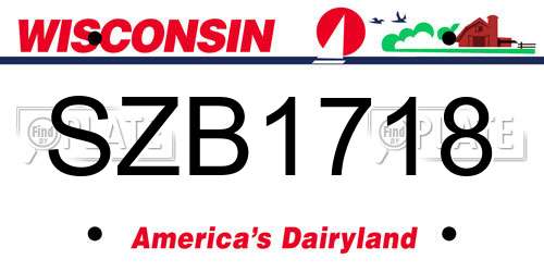 SZB1718 Wisconsin License Plate