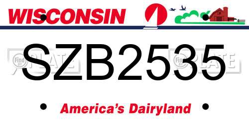 SZB2535 Wisconsin License Plate
