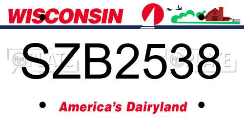 SZB2538 Wisconsin License Plate