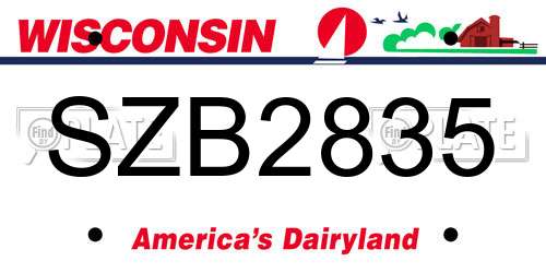 SZB2835 Wisconsin License Plate