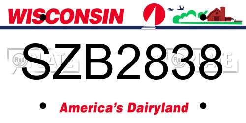 SZB2838 Wisconsin License Plate