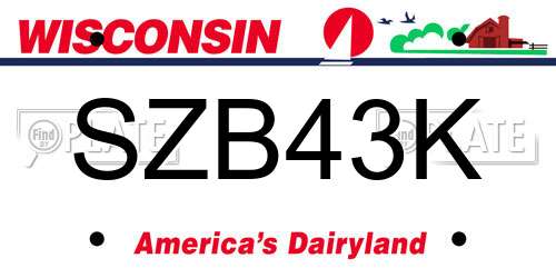 SZB43K Wisconsin License Plate