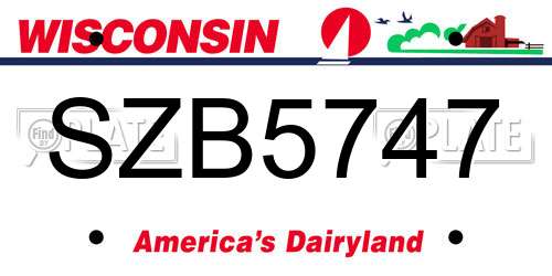 SZB5747 Wisconsin License Plate
