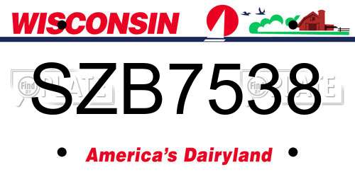 SZB7538 Wisconsin License Plate
