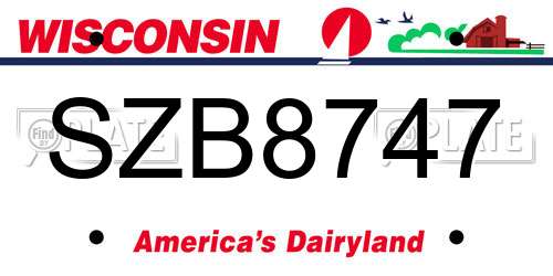 SZB8747 Wisconsin License Plate