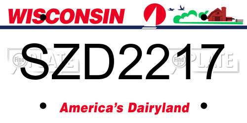SZD2217 Wisconsin License Plate