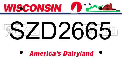 SZD2665 Wisconsin License Plate