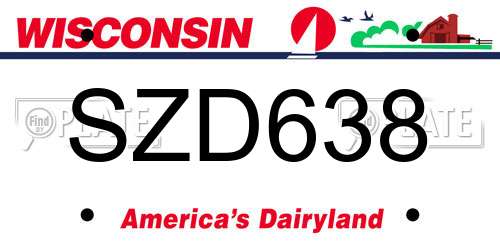 SZD638 Wisconsin License Plate