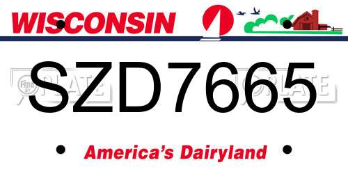 SZD7665 Wisconsin License Plate