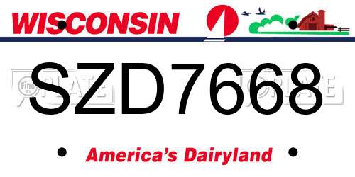 SZD7668 Wisconsin License Plate
