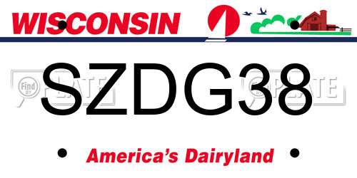 SZDG38 Wisconsin License Plate