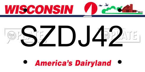 SZDJ42 Wisconsin License Plate