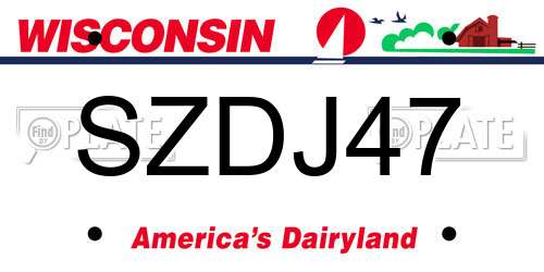 SZDJ47 Wisconsin License Plate