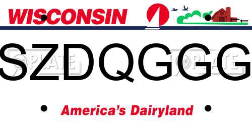 SZDQGGG Wisconsin License Plate