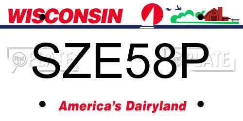 SZE58P Wisconsin License Plate