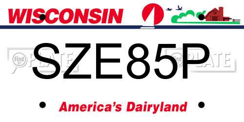 SZE85P Wisconsin License Plate