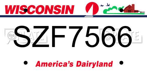 SZF7566 Wisconsin License Plate