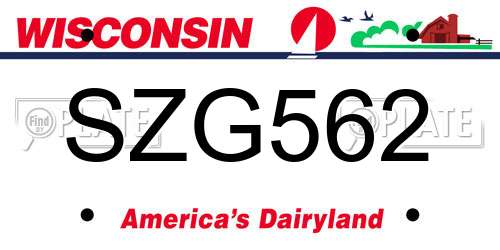 SZG562 Wisconsin License Plate