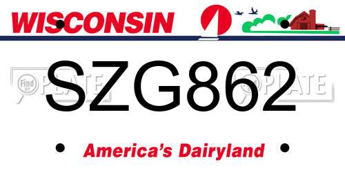 SZG862 Wisconsin License Plate