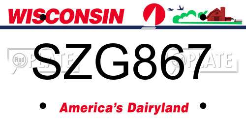 SZG867 Wisconsin License Plate