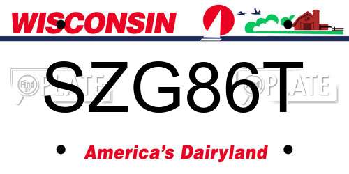 SZG86T Wisconsin License Plate