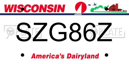 SZG86Z Wisconsin License Plate